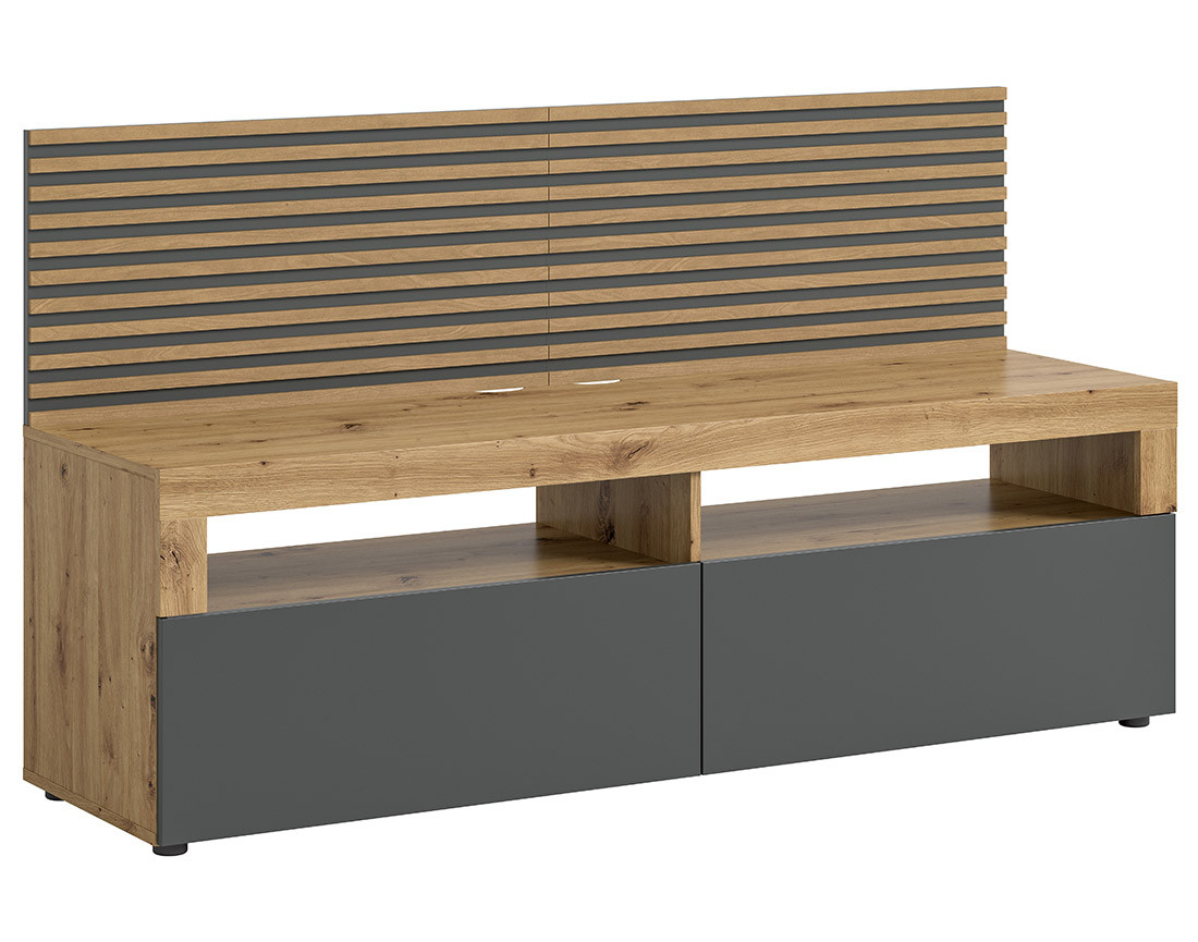 Meuble TV bois et gris 2 portes 160 cm Brentford