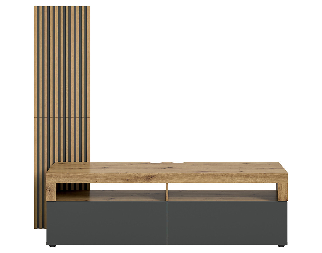 Meuble TV bois et gris 2 portes 160 cm Brentford