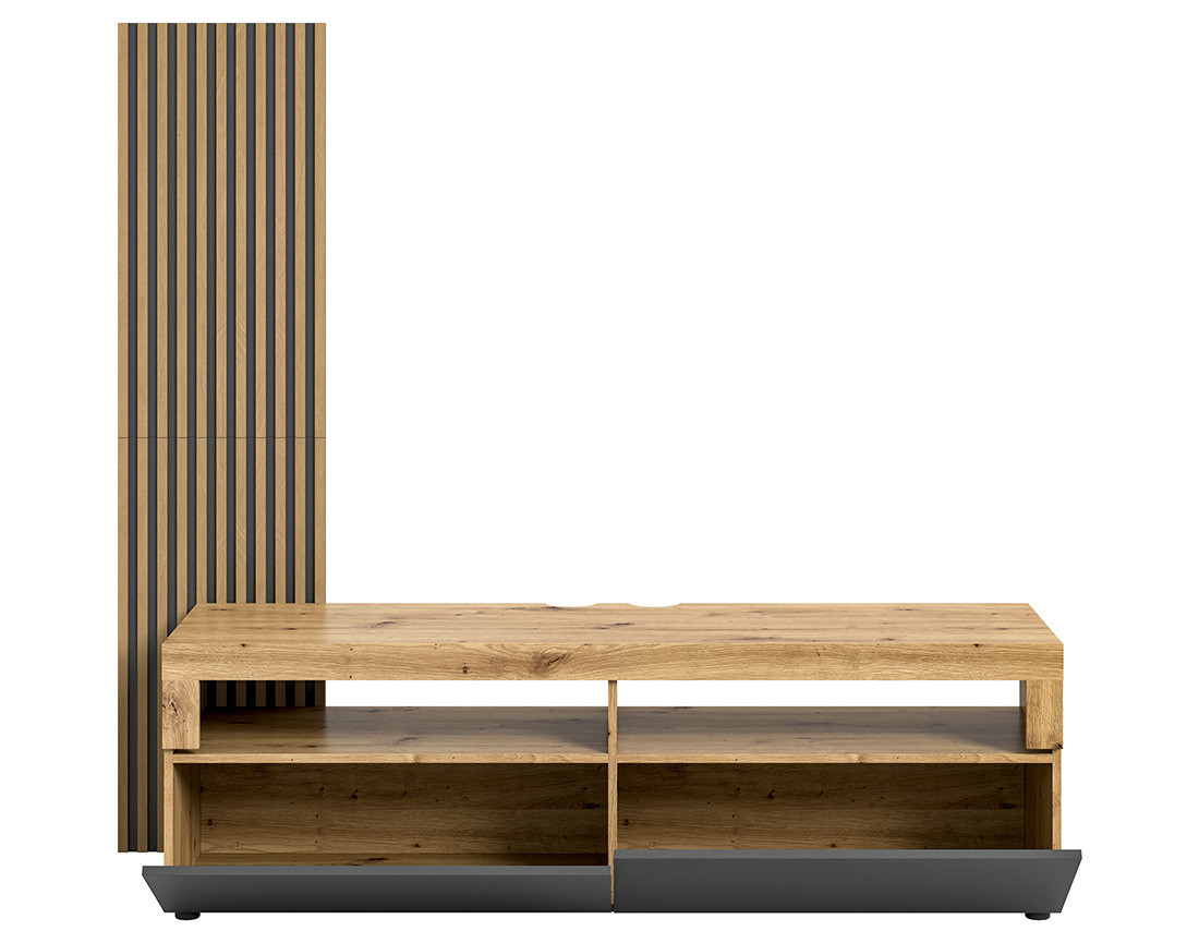 Meuble TV bois et gris 2 portes 160 cm Brentford