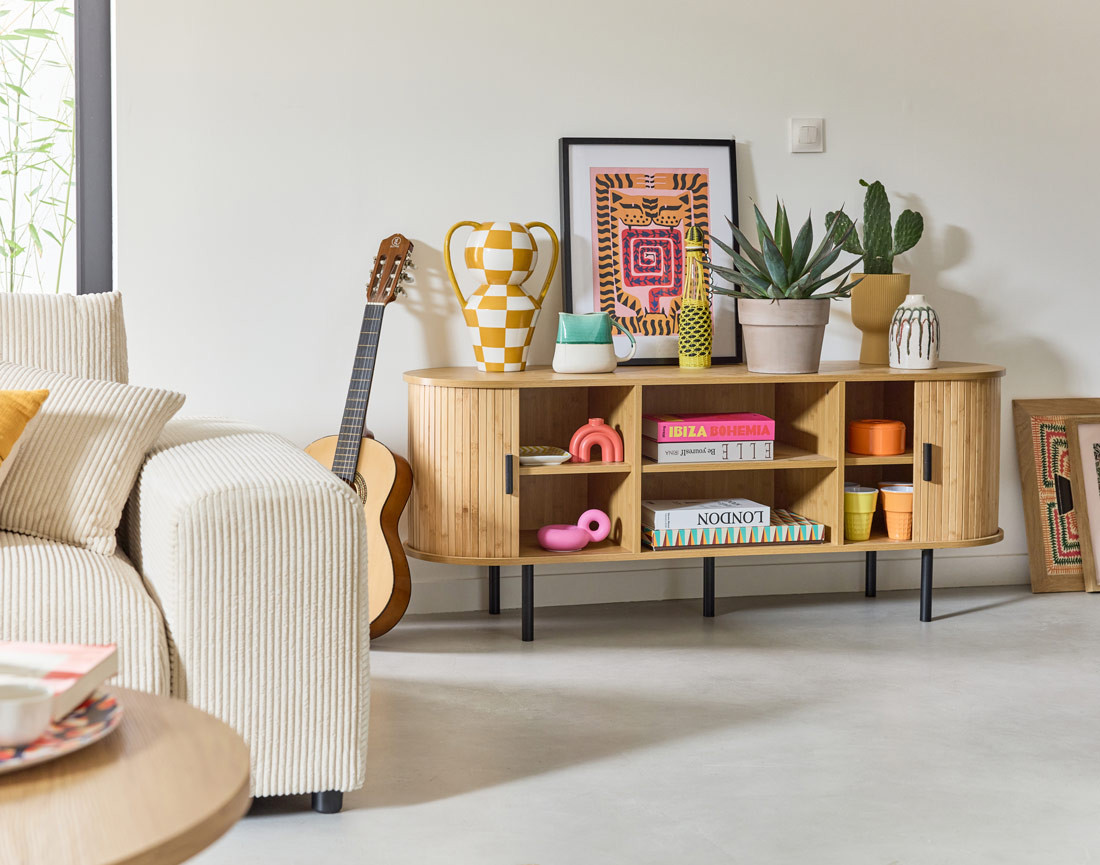 Meuble TV bambou 140 cm Kofu