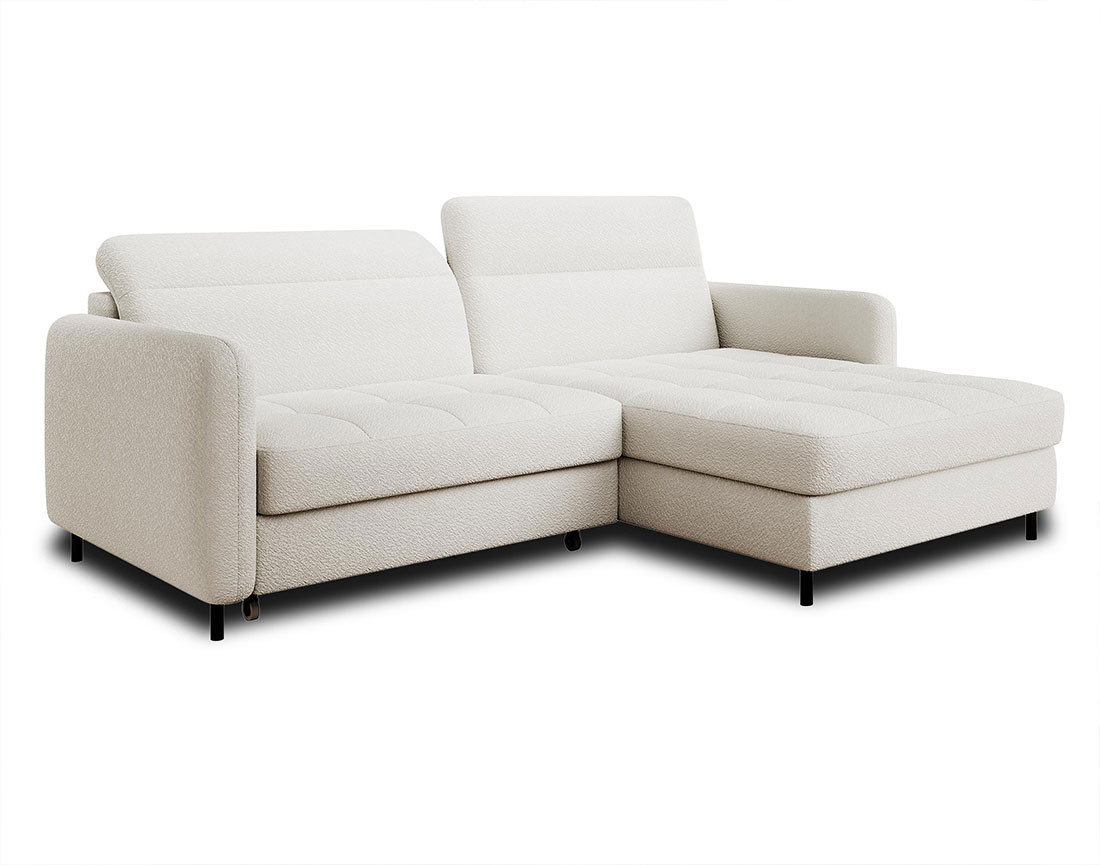 Canapé d'angle droit convertible avec coffre et têtières Sagada