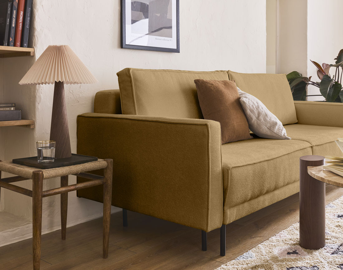 Canapé droit 3 places convertible avec coffre en tissu Charlie