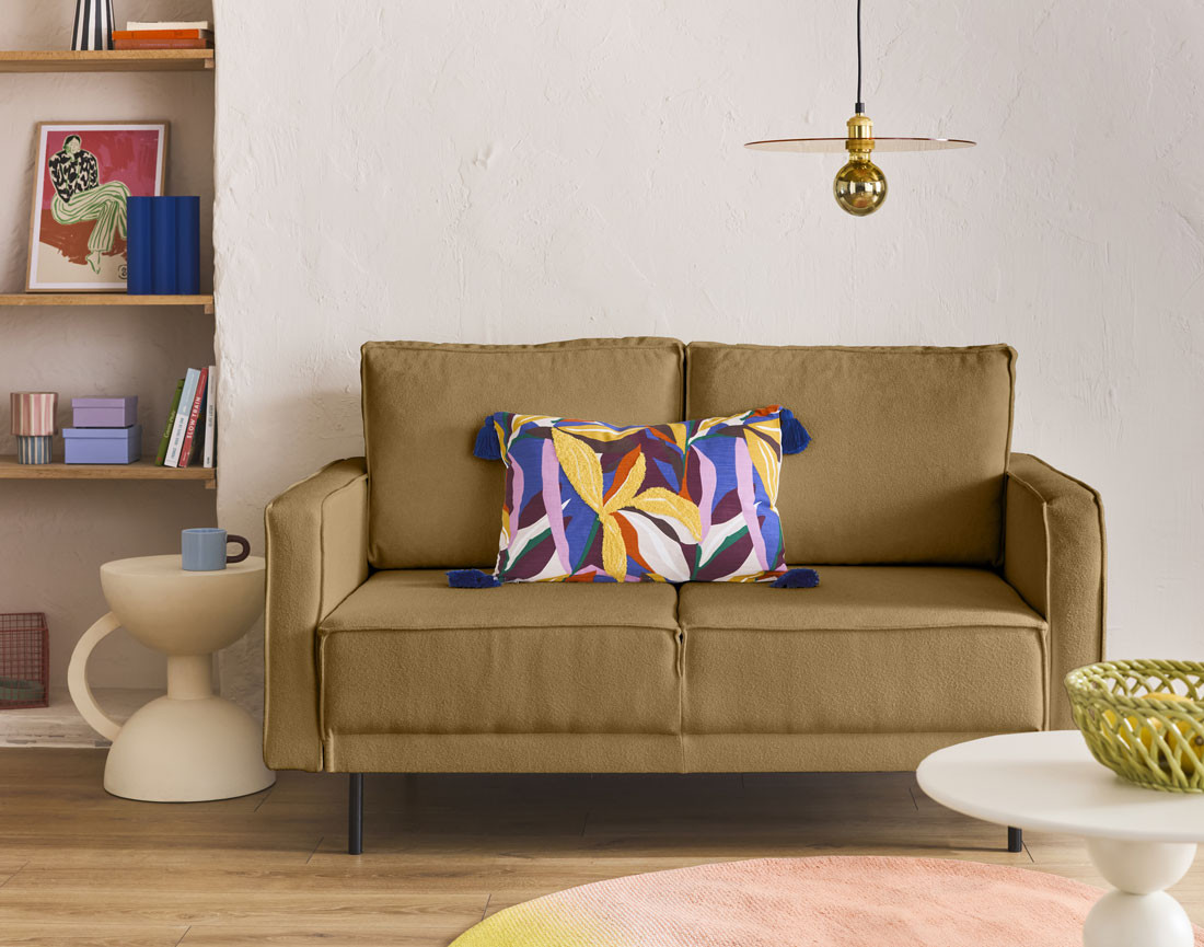 Canapé droit 2 places en tissu Charlie