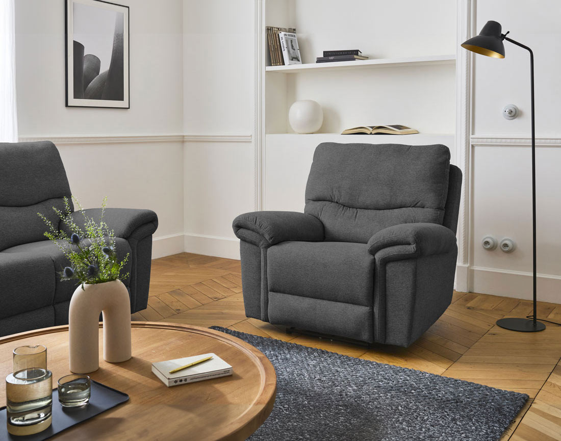 Fauteuil relax électrique en tissu Jasmin