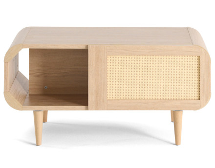 Table basse bois et cannage 1 niche 100 cm Mathilde