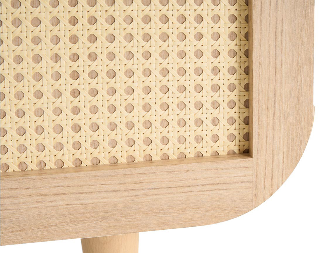 Table basse bois et cannage 1 niche 100 cm Mathilde