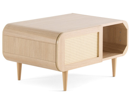 Table basse bois et cannage 100 cm Mathilde