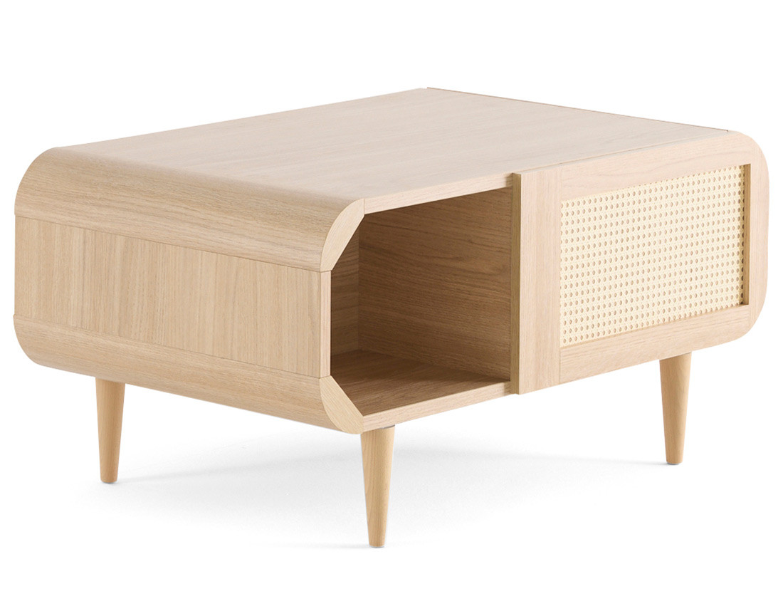 Table basse bois et cannage 100 cm Mathilde