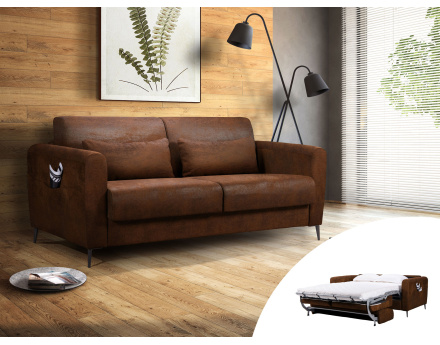 Canapé 3 places convertible express quotidien en microfibre Allan