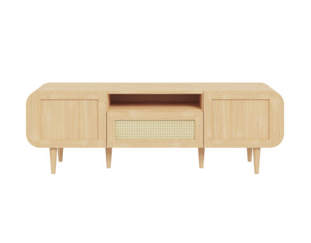 Meuble TV bois et cannage 160 cm Mathilde
