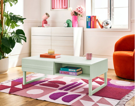 Sofia - table basse - vert sauge mat - 110 cm Bestmobilier