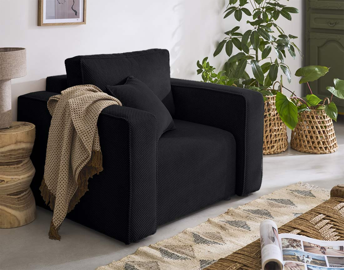 Fauteuil en velours texturé Topaze