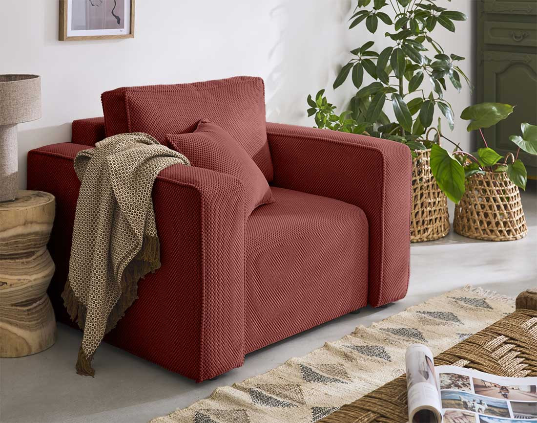 Fauteuil en velours texturé Topaze