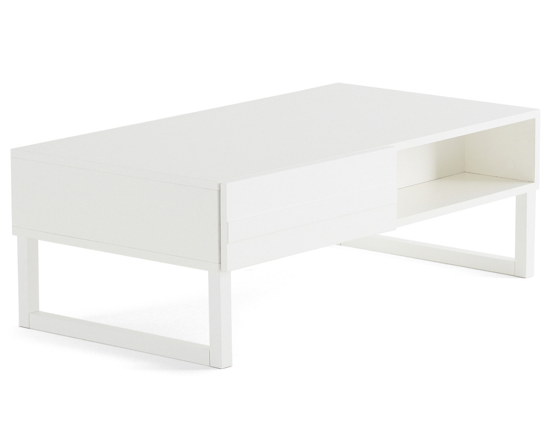 Table basse blanc 1 niche 110 cm Sofia