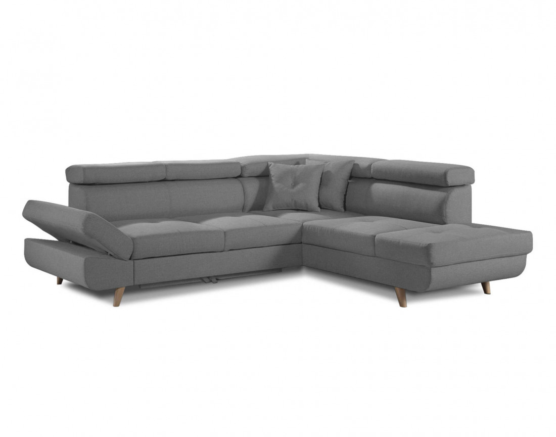 Linea - Canapé d'angle droit convertible scandinave - L 252 x P 190cm