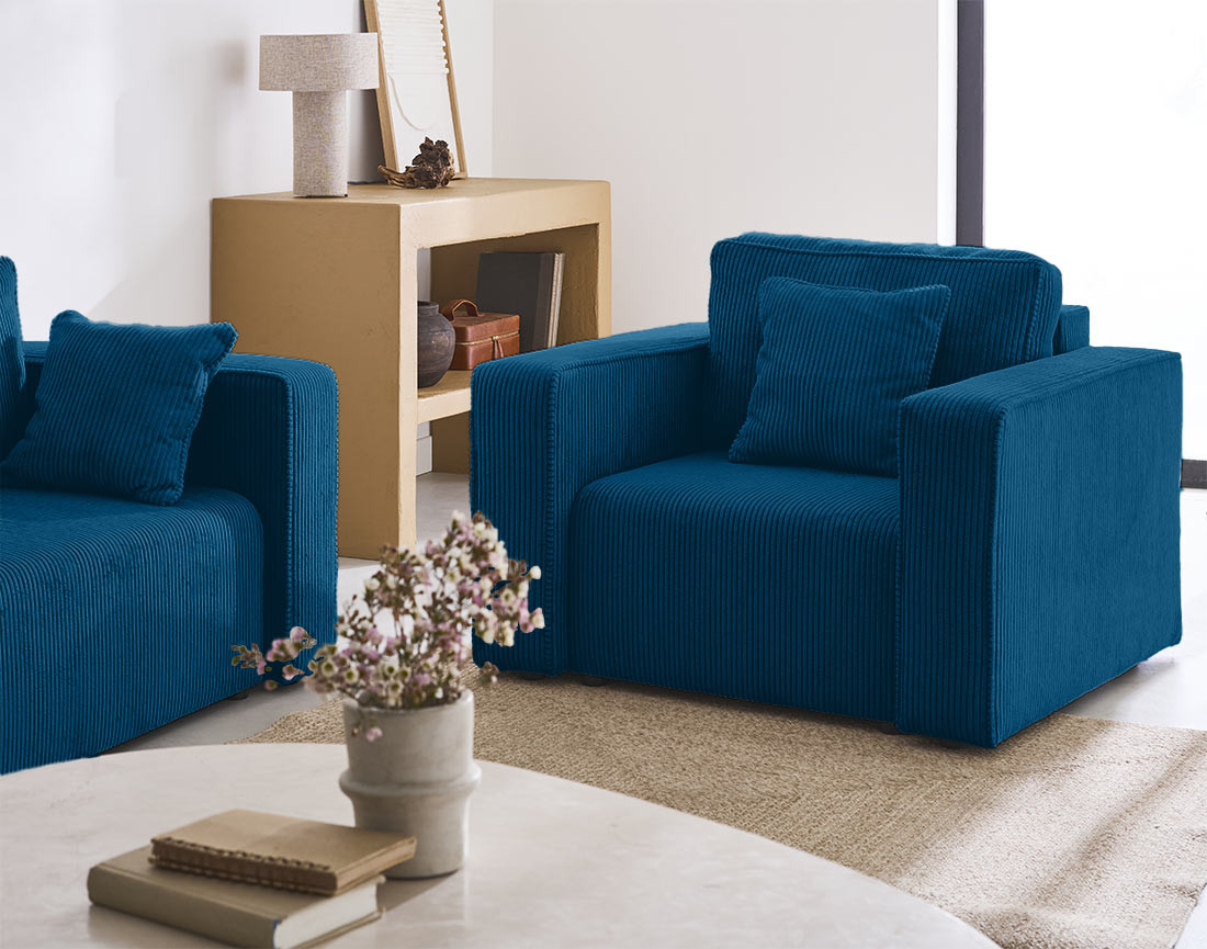 Fauteuil en velours côtelé Topaze