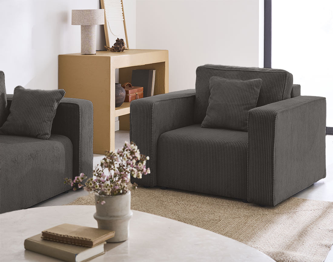 Fauteuil en velours côtelé Topaze