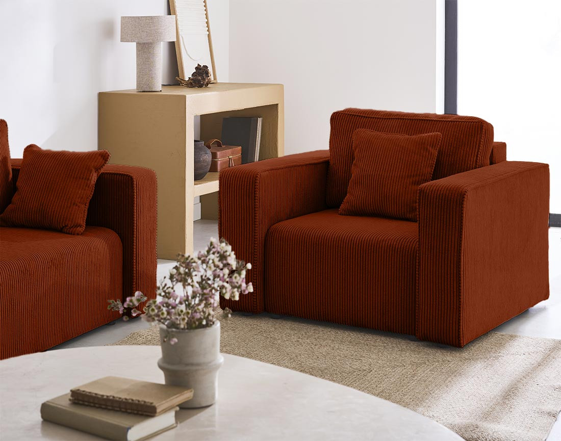 Fauteuil en velours côtelé Topaze