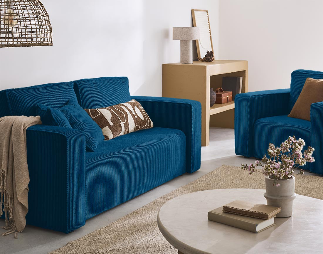 Fauteuil en velours côtelé Topaze