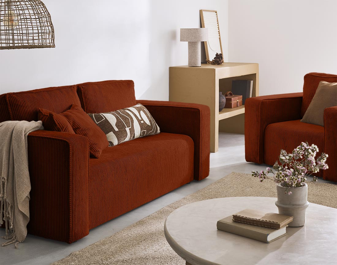 Fauteuil en velours côtelé Topaze