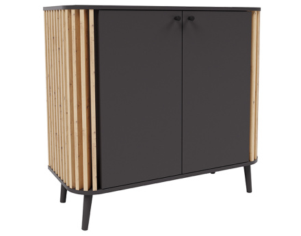 Buffet bas 2 portes gris et bois 92 cm Camberwell