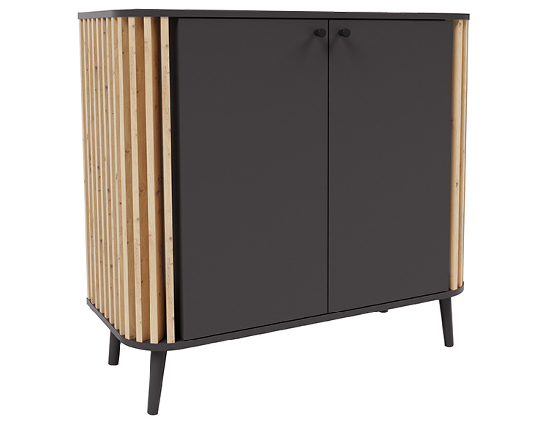 Buffet bas 2 portes gris et bois 92 cm Camberwell