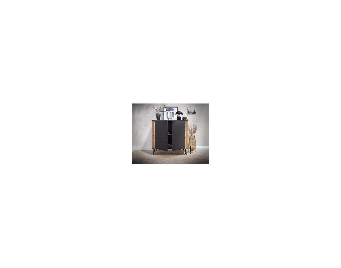 Buffet bas 2 portes gris et bois 92 cm Camberwell