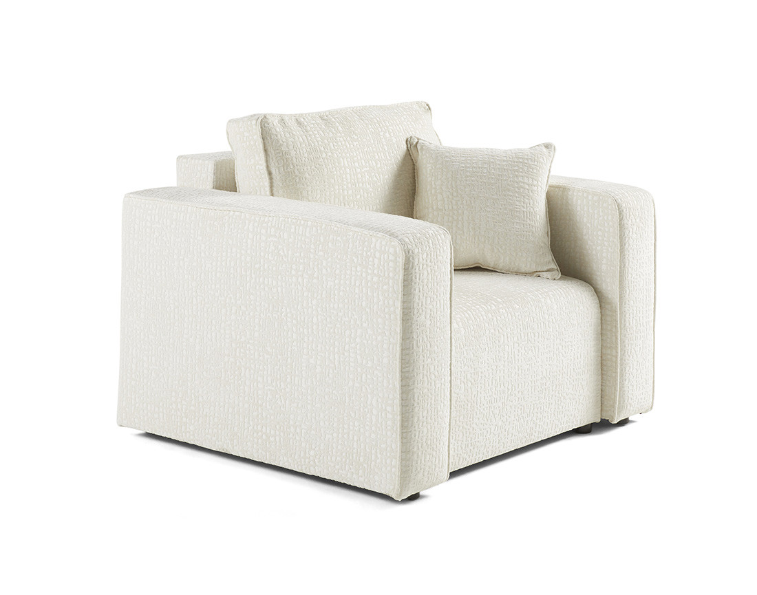 Fauteuil en tissu velours relief Topaze