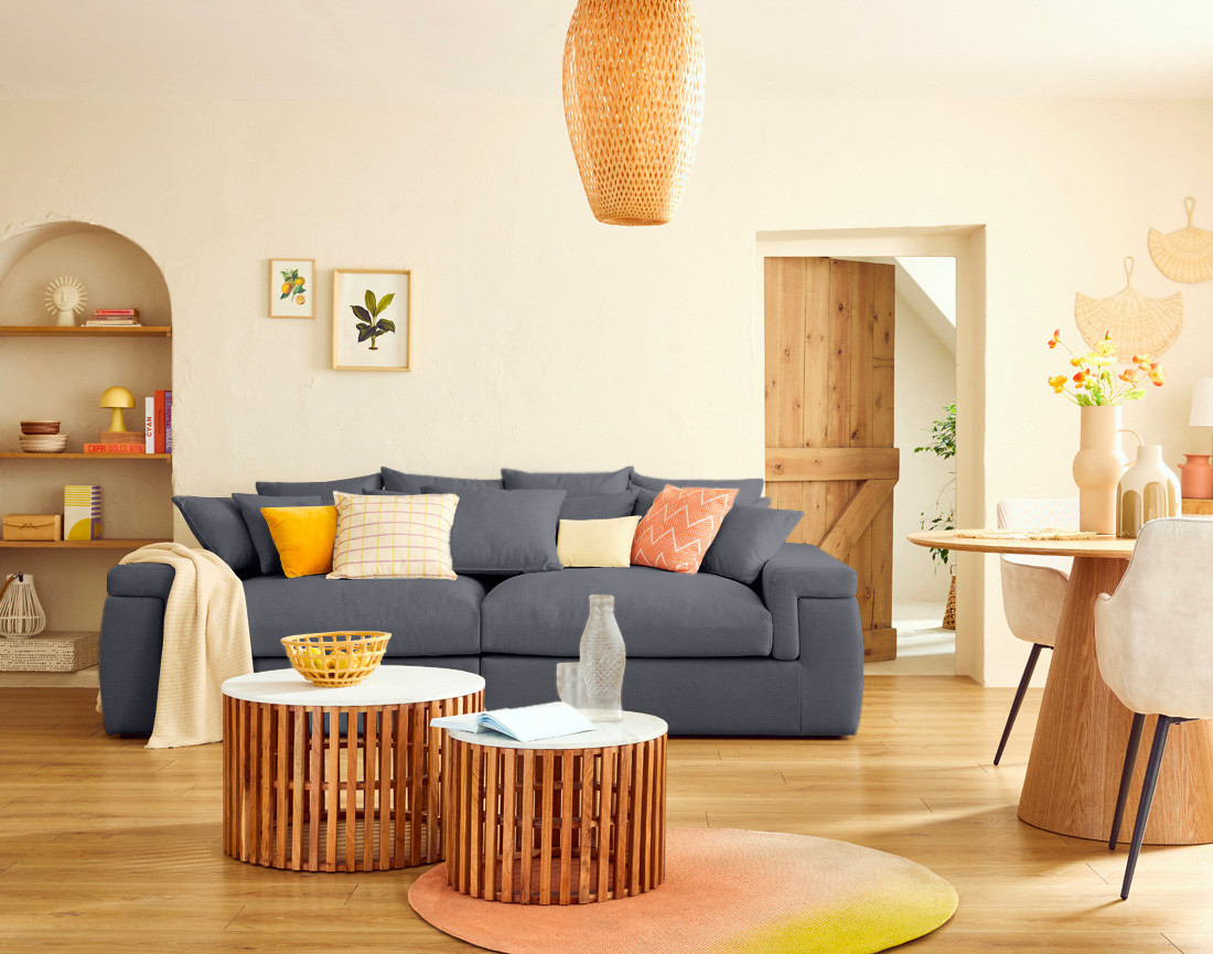 Canapé 4 places - assise profonde - en tissu Sergio