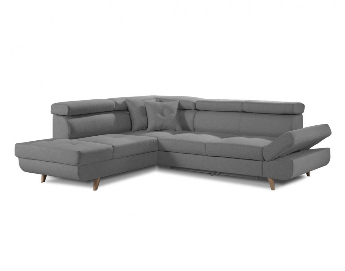 Linea - Canapé d'angle gauche convertible scandinave - L 252 x P 190cm