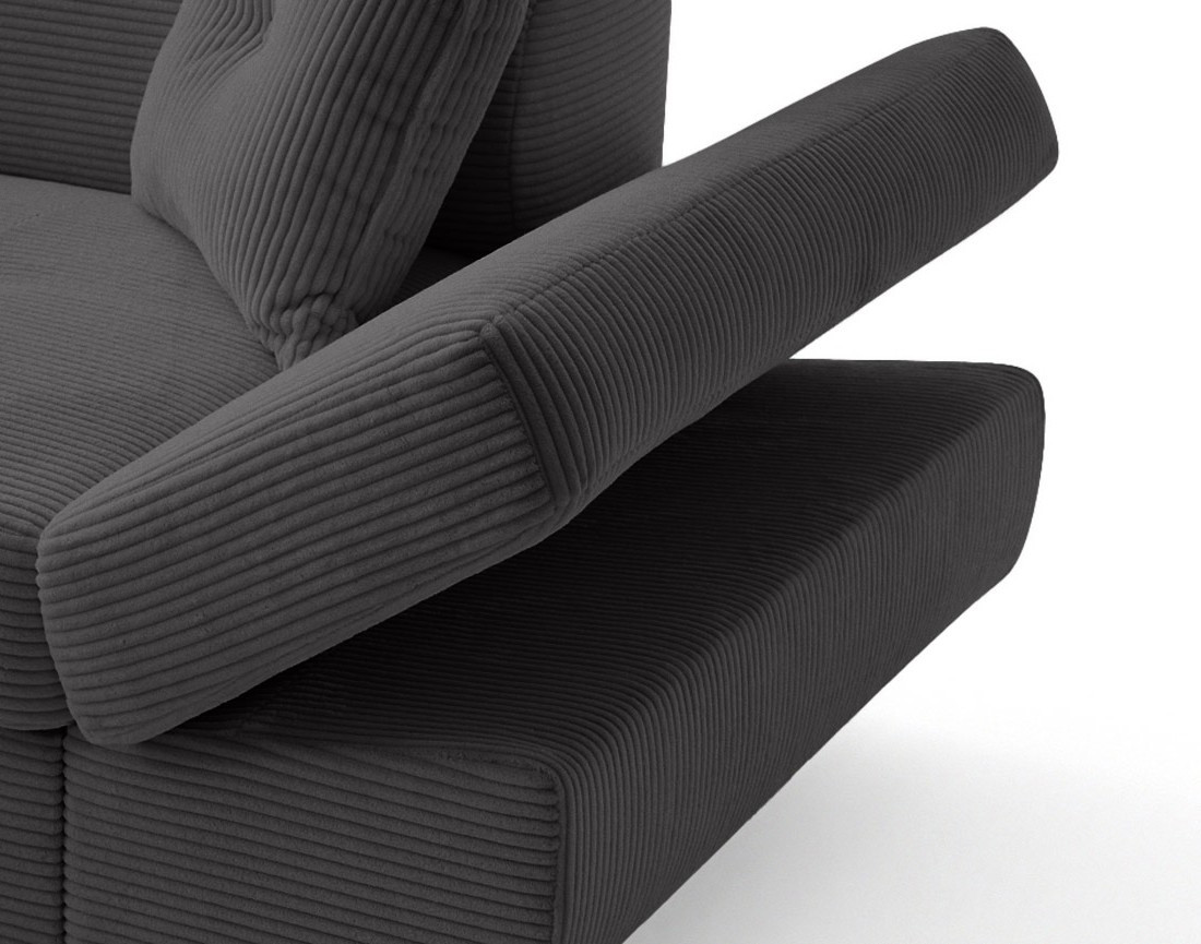 Canapé d'angle gauche convertible et têtières en velours côtelé Lisbona