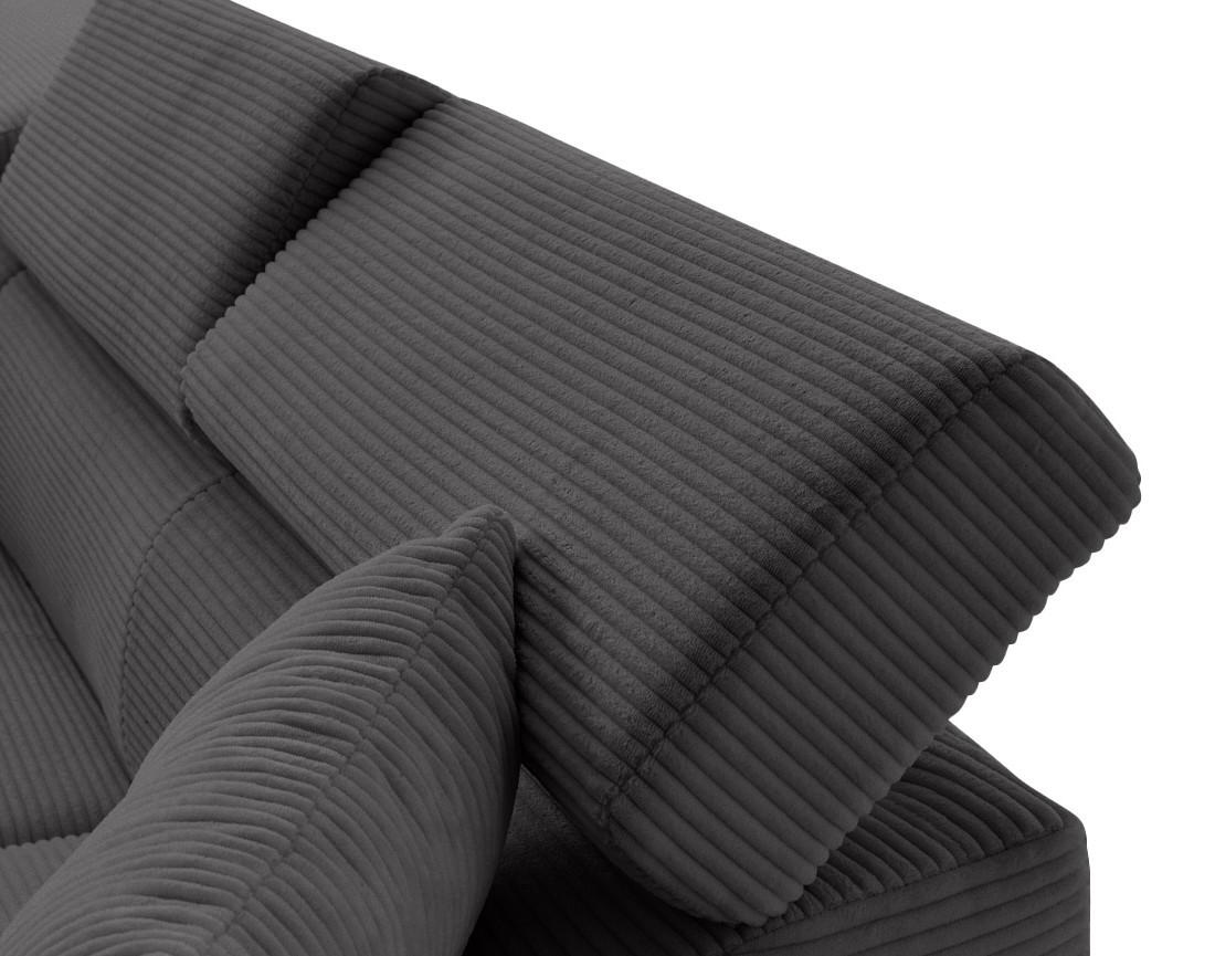 Canapé d'angle gauche convertible et têtières en velours côtelé Lisbona