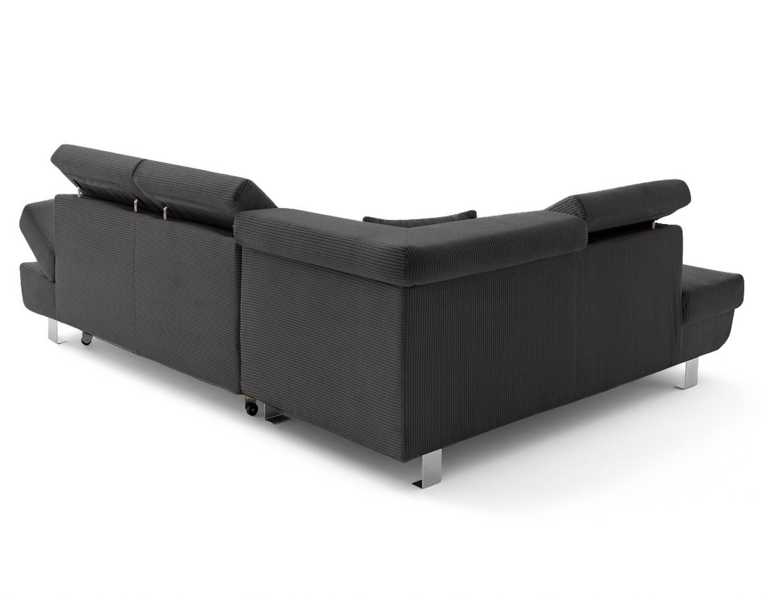 Canapé d'angle gauche convertible et têtières en velours côtelé Lisbona