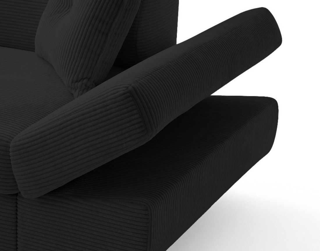 Canapé d'angle gauche convertible et têtières en velours côtelé Lisbona