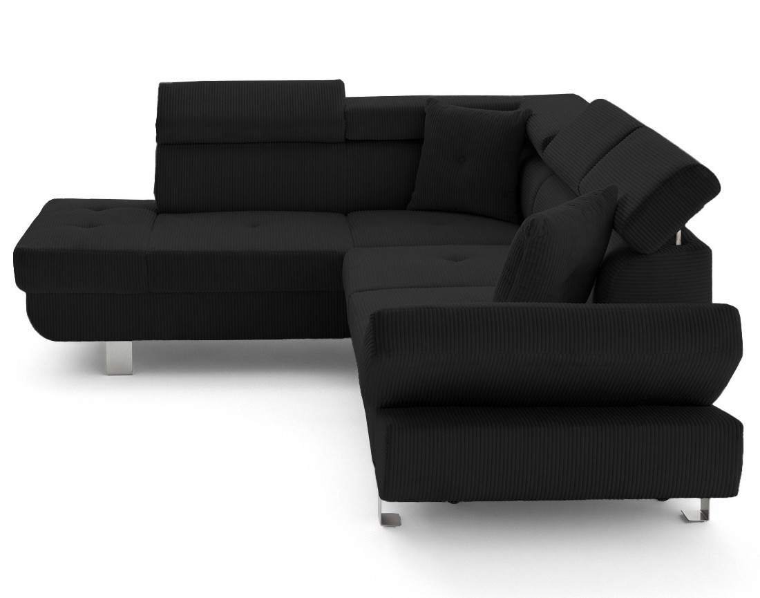 Canapé d'angle gauche convertible et têtières en velours côtelé Lisbona
