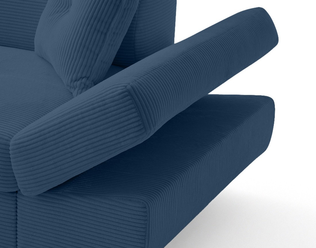 Canapé d'angle gauche convertible et têtières en velours côtelé Lisbona