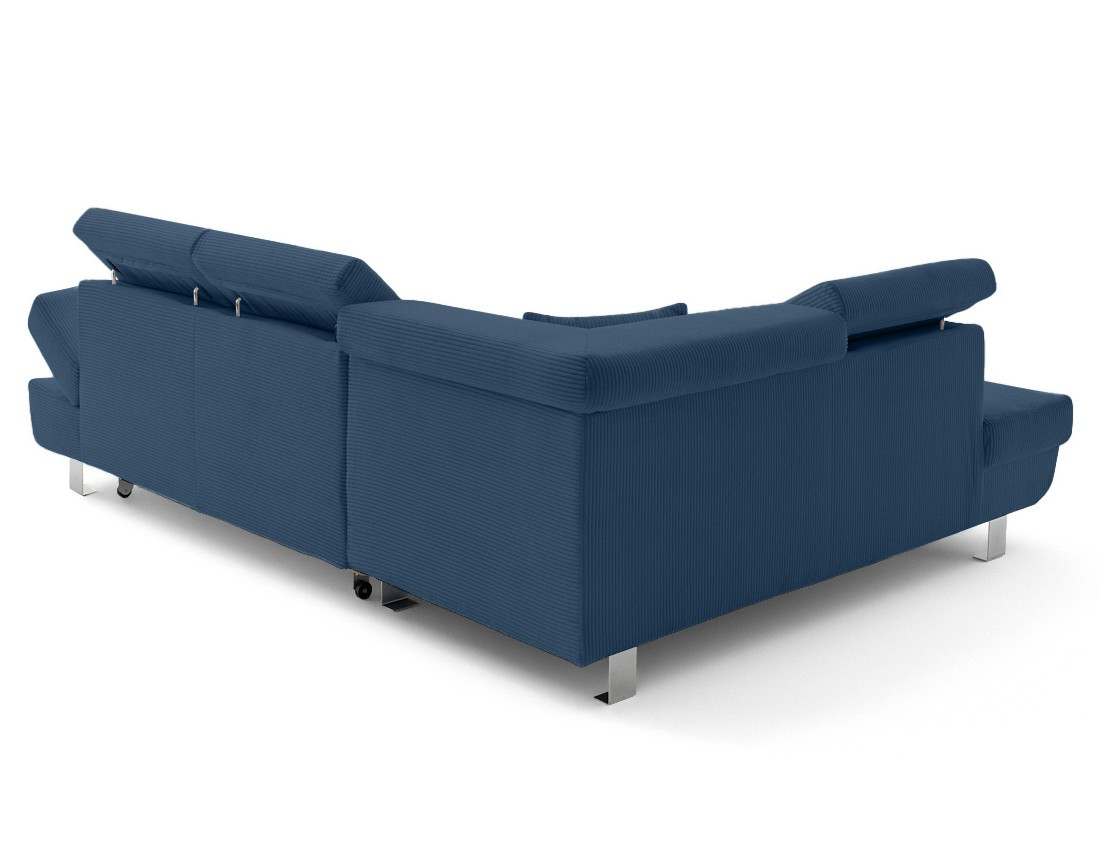 Canapé d'angle gauche convertible et têtières en velours côtelé Lisbona