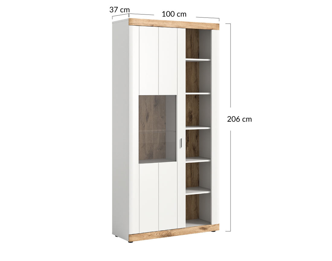 Vitrine blanc et bois 60x159 cm Coventry