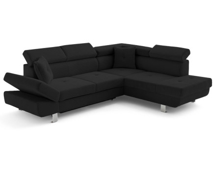 Canapé d'angle droit convertible et têtières en velours côtelé Lisbona