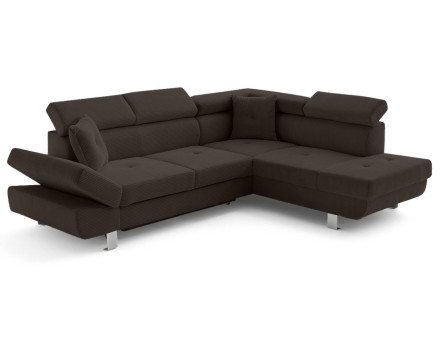 Canapé d'angle droit convertible et têtières en velours côtelé Lisbona