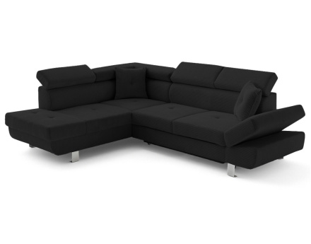 Canapé d'angle gauche convertible et têtières en velours côtelé Lisbona