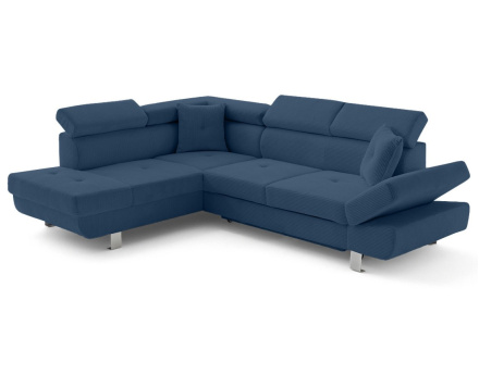 Canapé d'angle gauche convertible et têtières en velours côtelé Lisbona