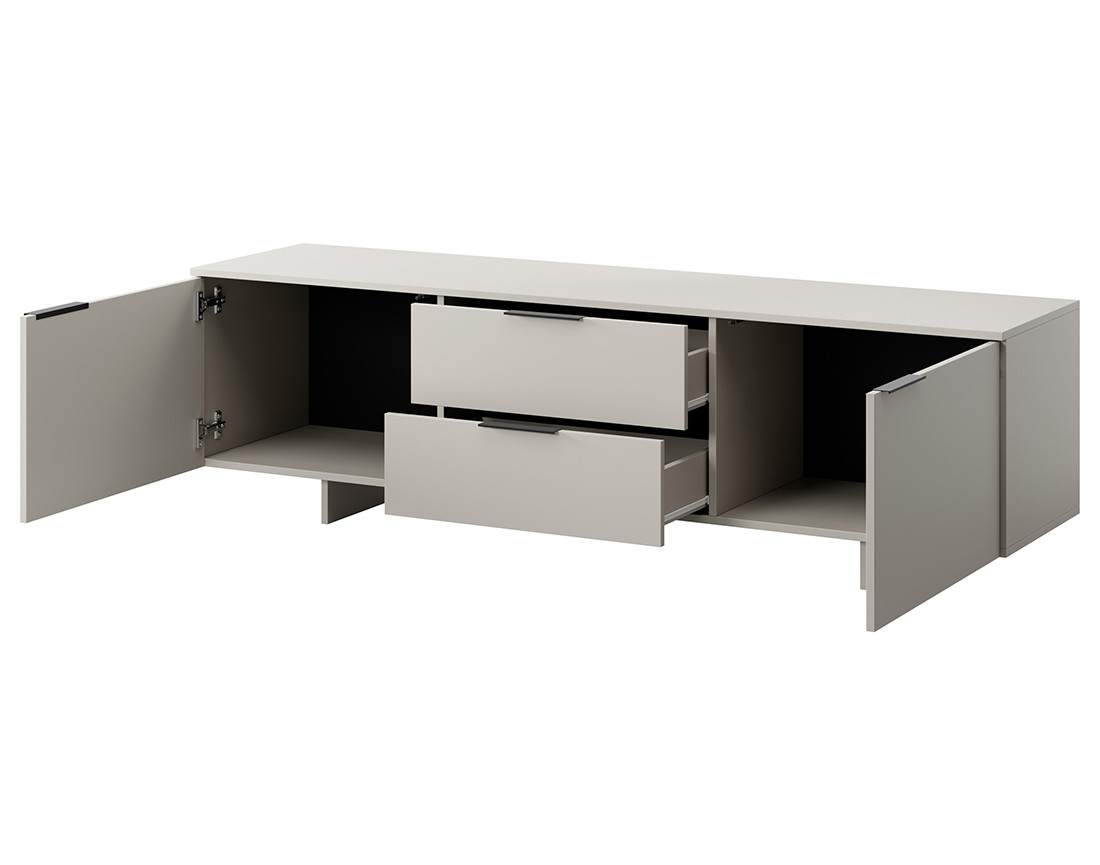 Meuble TV 2 tiroirs beige 2 tiroirs et 2 portes 180 cm Canterbury
