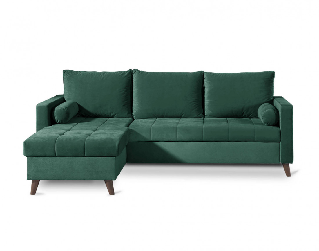 POLAR - Canapé d'angle réversible convertible - en velours au design scandinave - 4 places