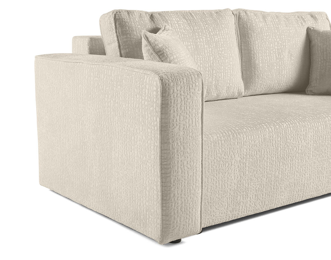Canapé droit 2 places en tissu velours relief Topaze