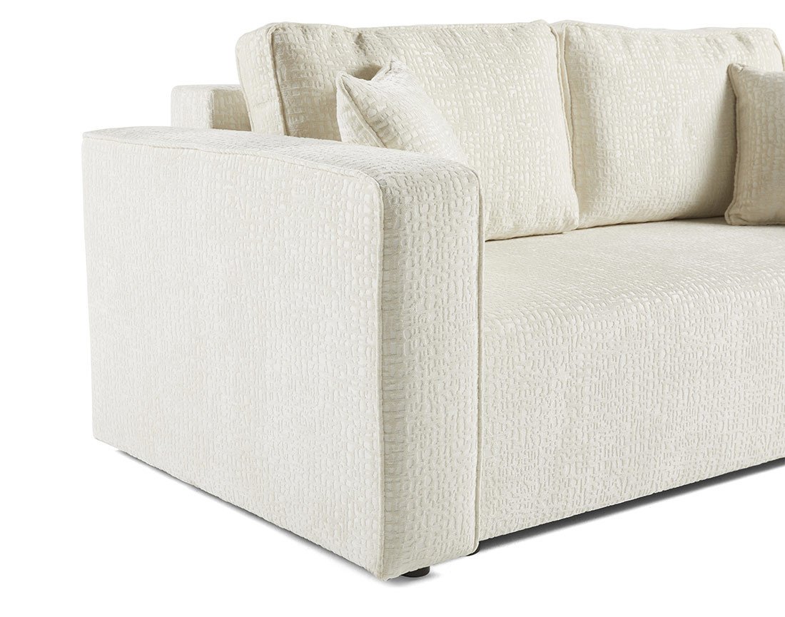 Canapé droit 2 places en tissu velours relief Topaze