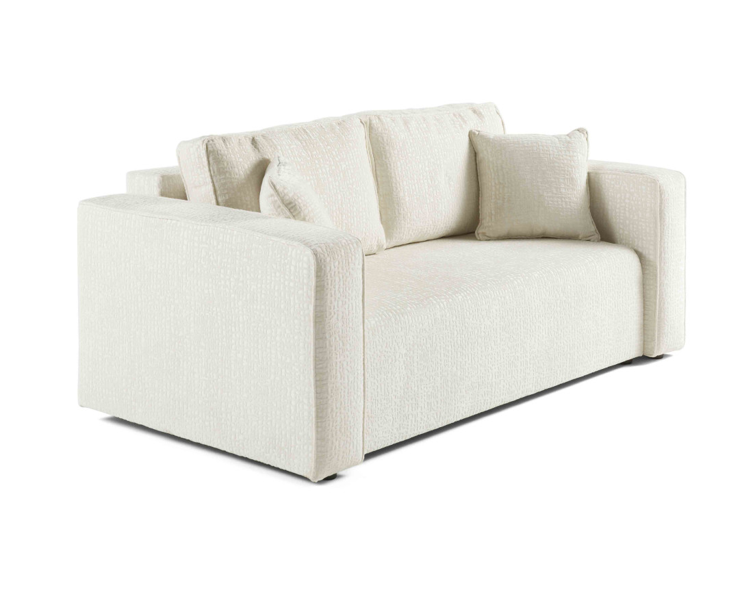 Canapé droit 2 places en tissu velours relief Topaze