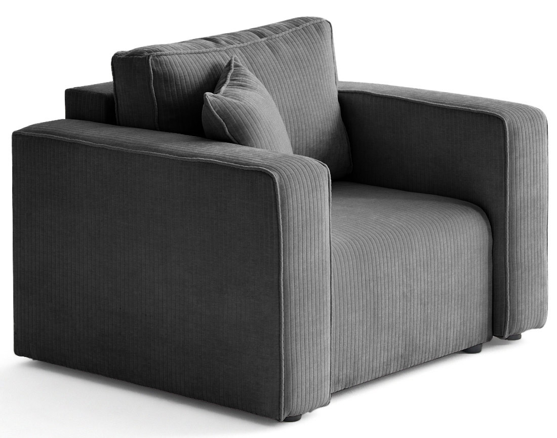 Fauteuil en velours côtelé plat Topaze