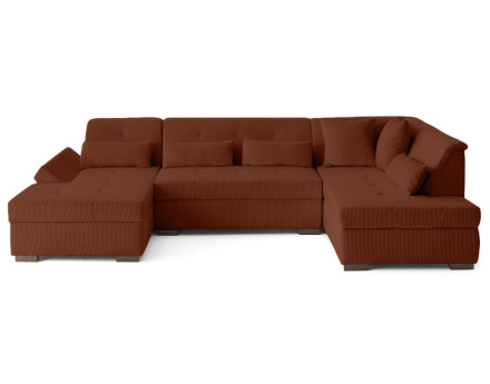 Canapé panoramique d'angle droit 7 places en velours côtelé Vermont S
