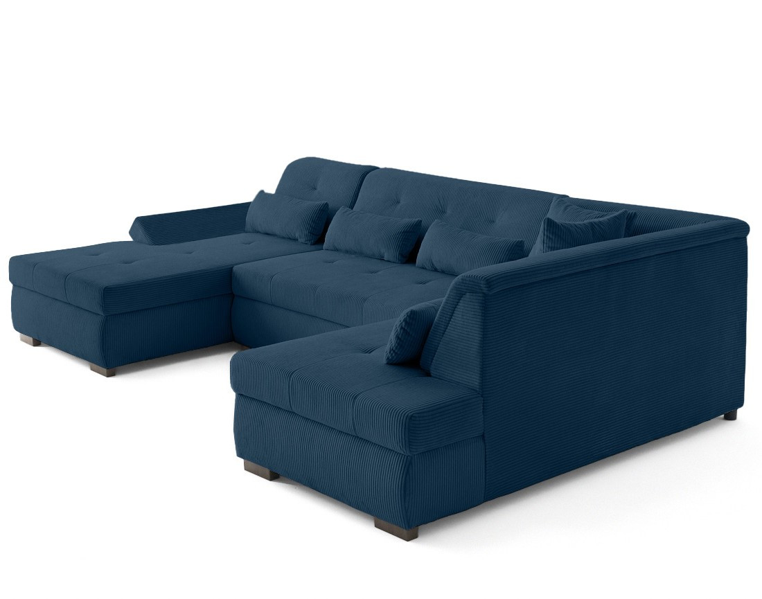 Canapé panoramique d'angle droit 7 places en velours côtelé Vermont S